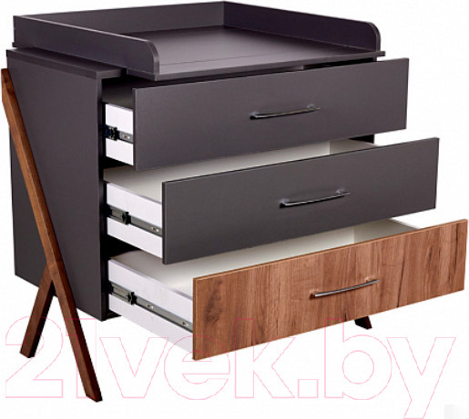 Изображение товара Комод Polini Kids Porto 2200 / 0002572.164 (графит/дуб крафт)