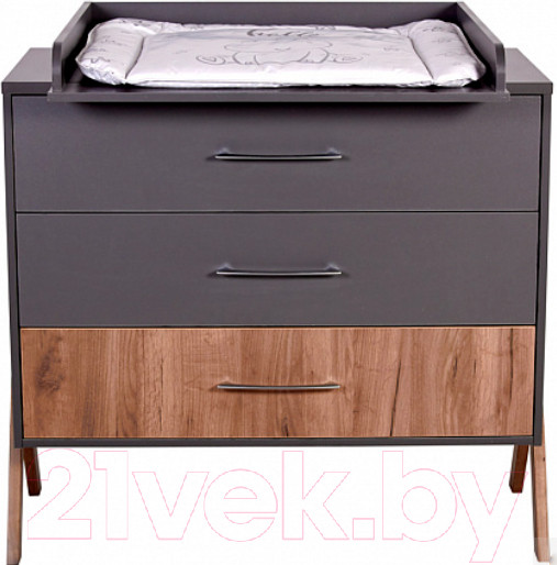 Изображение товара Комод Polini Kids Porto 2200 / 0002572.164 (графит/дуб крафт)