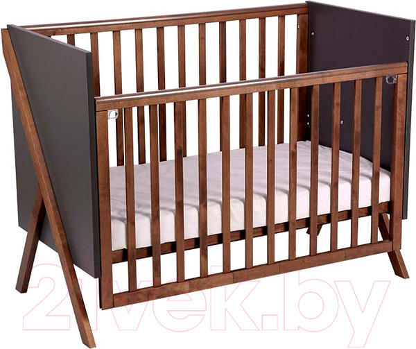 Изображение товара Детская кроватка Polini Kids Porto 1300 / 0002571.164 (графит/дуб крафт)