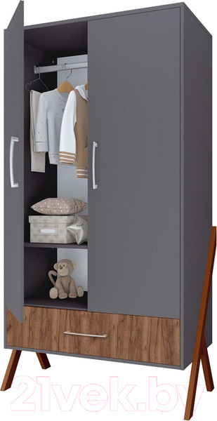 Изображение товара Шкаф Polini Kids Porto 3100 / 0002573.164 (графит/дуб крафт)