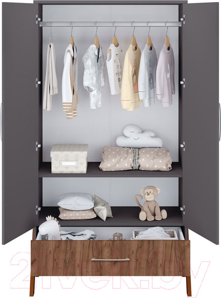 Изображение товара Шкаф Polini Kids Porto 3100 / 0002573.164 (графит/дуб крафт)