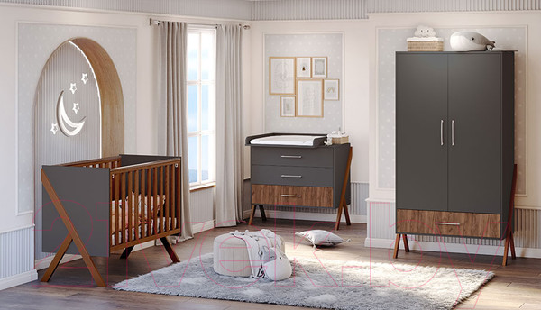 Изображение товара Шкаф Polini Kids Porto 3100 / 0002573.164 (графит/дуб крафт)