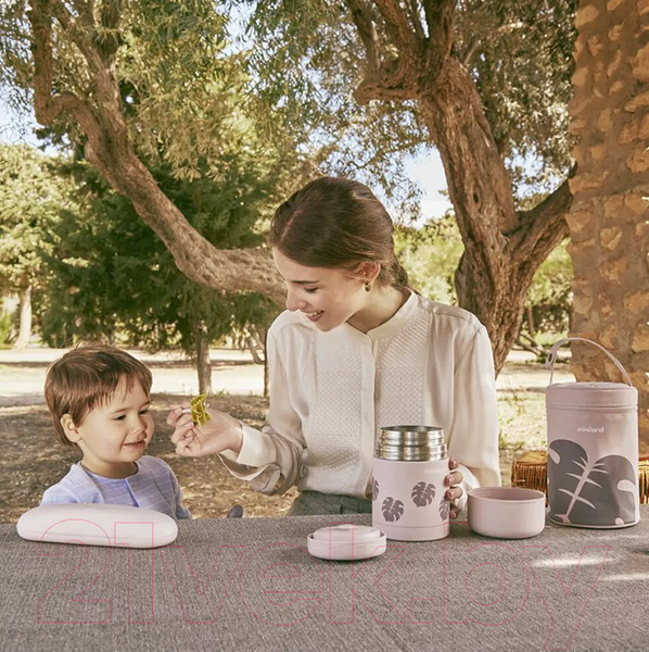 Изображение товара Термос для еды Miniland Terra Thermos / 89446 (600мл, бежевый/листья)