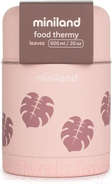 Изображение товара Термос для еды Miniland Terra Thermos / 89446 (600мл, бежевый/листья)