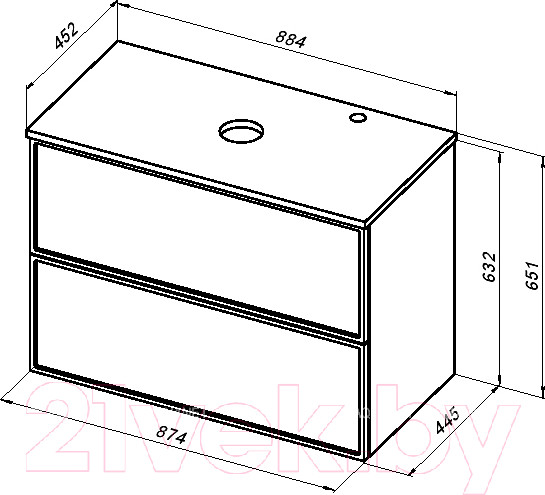 Изображение товара Тумба под умывальник Aquanet Арт 90 / 313256 (белый матовый)