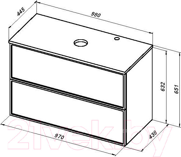 Изображение товара Тумба под умывальник Aquanet Арт 100 / 313277 (мисти грин)