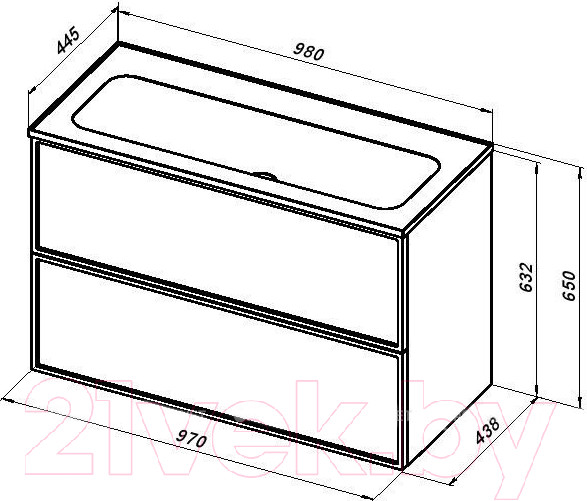 Изображение товара Тумба под умывальник Aquanet Арт 100 / 313277 (мисти грин)
