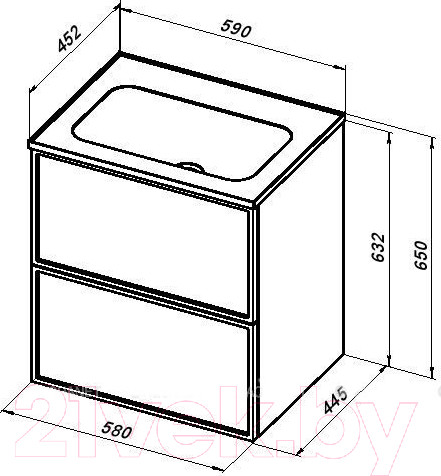 Изображение товара Тумба под умывальник Aquanet Арт 60 / 313274 (мисти грин)