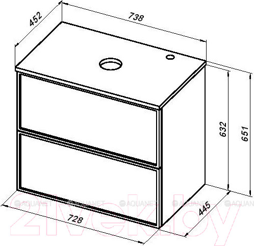 Изображение товара Тумба под умывальник Aquanet Арт 75 / 313275 (мисти грин)