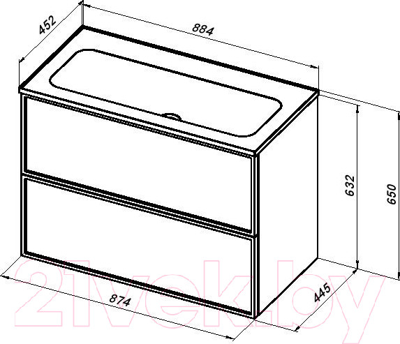 Изображение товара Тумба под умывальник Aquanet Арт 90 / 313266 (маренго)