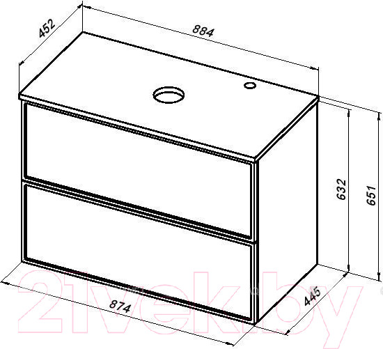 Изображение товара Тумба под умывальник Aquanet Арт 90 / 313276 (мисти грин)