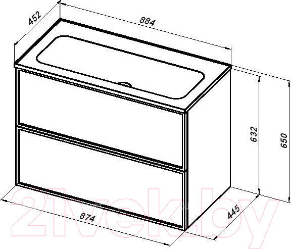 Изображение товара Тумба под умывальник Aquanet Арт 90 / 313276 (мисти грин)