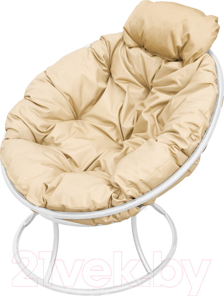 Изображение товара Кресло садовое M-Group Папасан мини / 12060101 (белый/бежевая подушка)