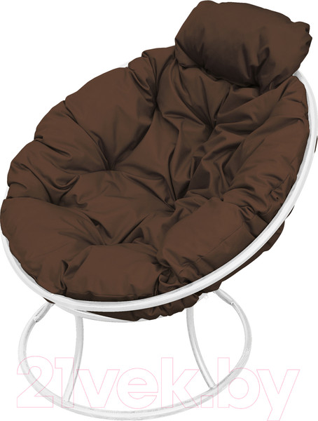 Изображение товара Кресло садовое M-Group Папасан мини / 12060105 (белый/коричневая подушка)