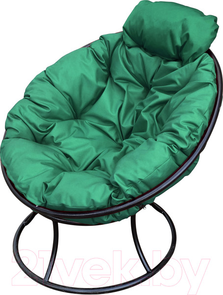 Изображение товара Кресло садовое M-Group Папасан мини / 12060404 (черный/зеленая подушка)