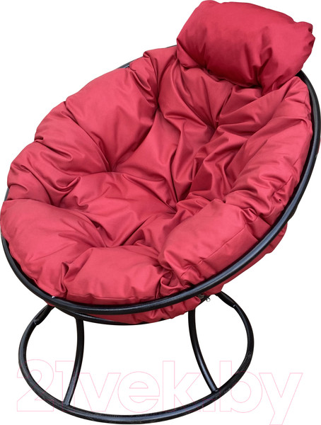 Изображение товара Кресло садовое M-Group Папасан мини / 12060406 (черный/красная подушка)