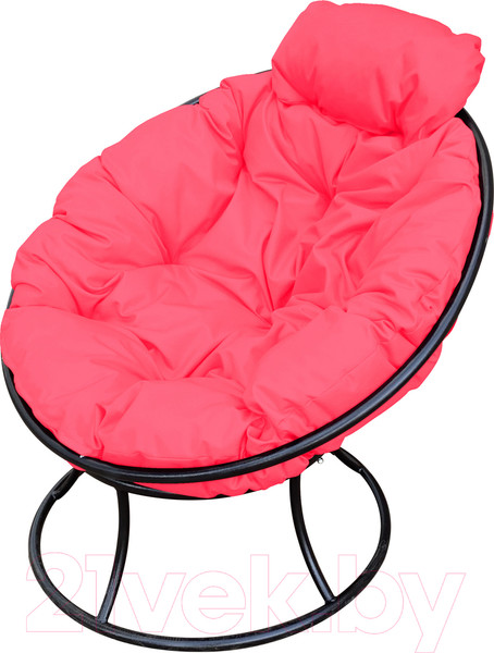 Изображение товара Кресло садовое M-Group Папасан мини / 12060408 (черный/розовая подушка)