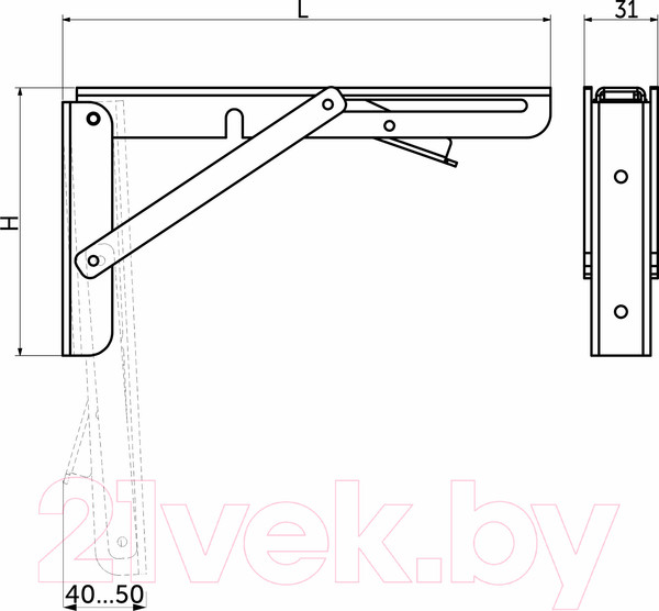 Изображение товара Полкодержатель AKS Складной 1 400 (белый)
