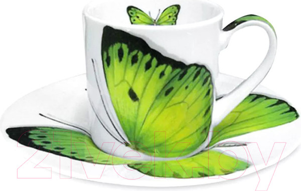 Изображение товара Чашка с блюдцем Taitu Freedom Butterfly 1-891-B (зеленый)