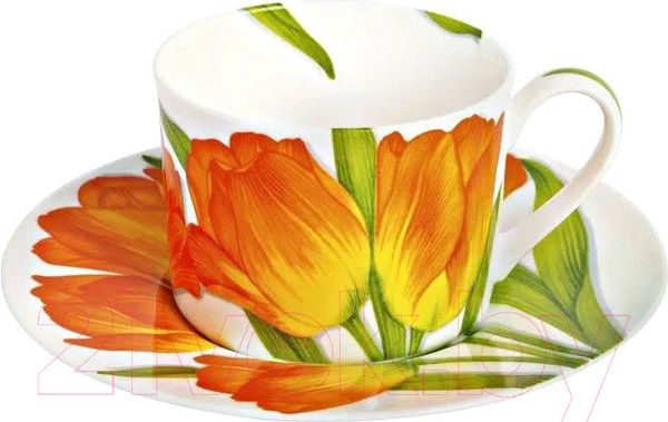 Изображение товара Чашка с блюдцем Taitu Freedom Flower 1-82-D (оранжевый)