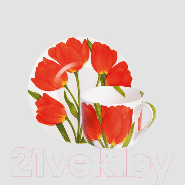 Изображение товара Чашка с блюдцем Taitu Freedom Flower 1-82-C (красный)