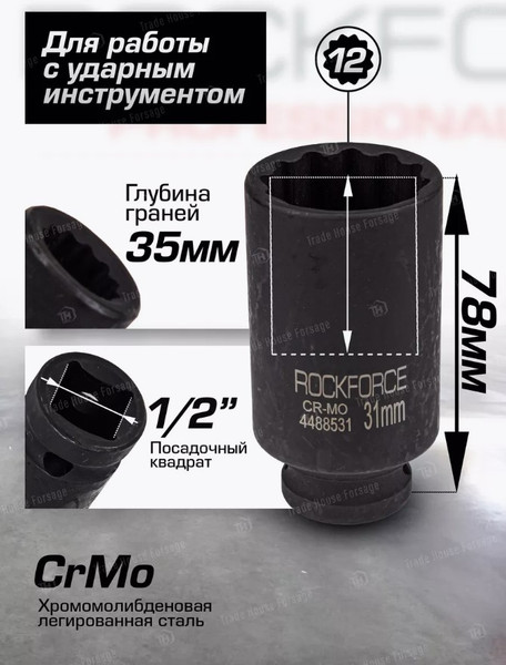 Изображение товара Головка слесарная RockForce RF-4488531 (54985)
