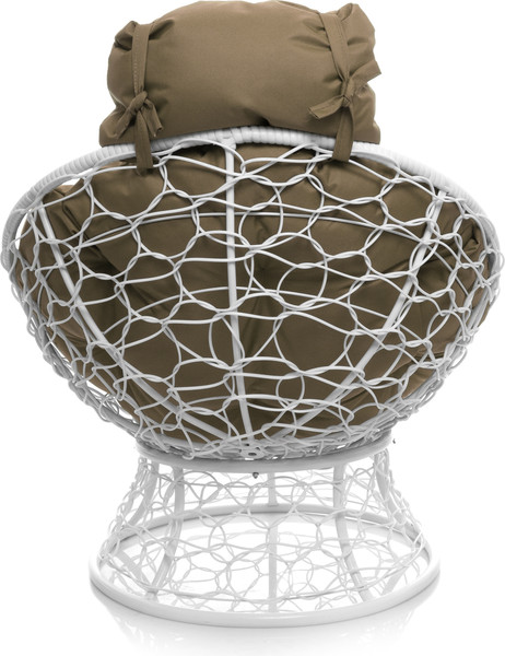 Изображение товара Кресло садовое M-Group Папасан мини / 12070101 (белый ротанг/бежевая подушка)