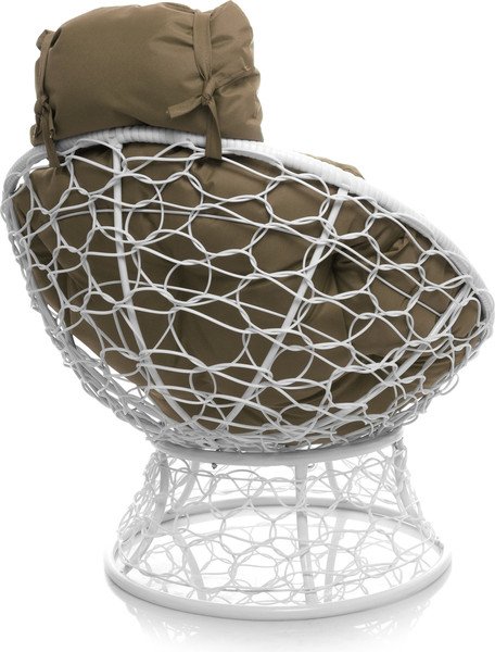 Изображение товара Кресло садовое M-Group Папасан мини / 12070101 (белый ротанг/бежевая подушка)