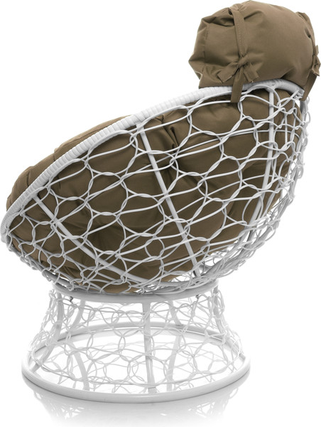Изображение товара Кресло садовое M-Group Папасан мини / 12070101 (белый ротанг/бежевая подушка)