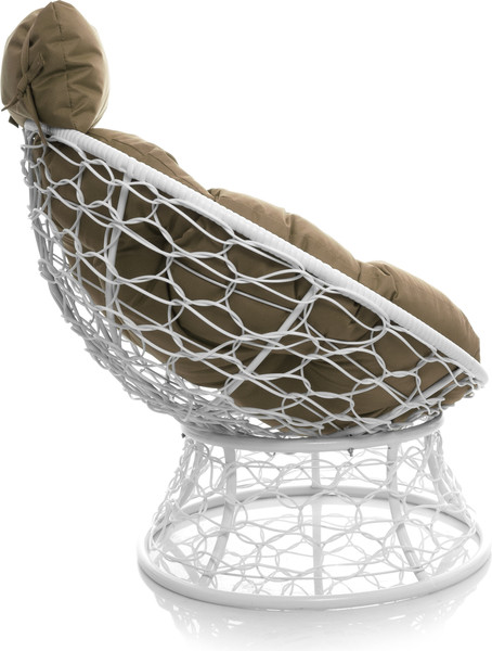 Изображение товара Кресло садовое M-Group Папасан мини / 12070101 (белый ротанг/бежевая подушка)