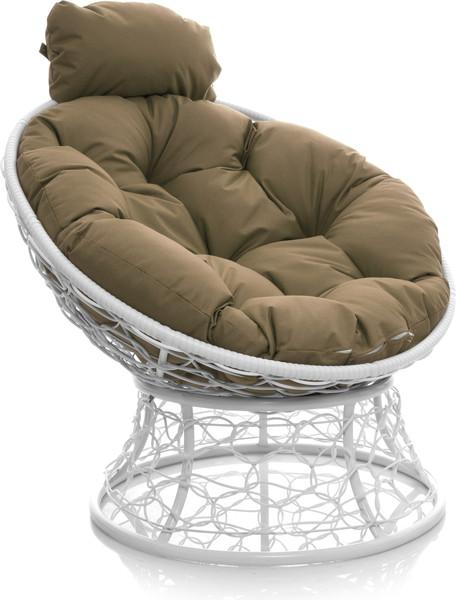 Изображение товара Кресло садовое M-Group Папасан мини / 12070101 (белый ротанг/бежевая подушка)