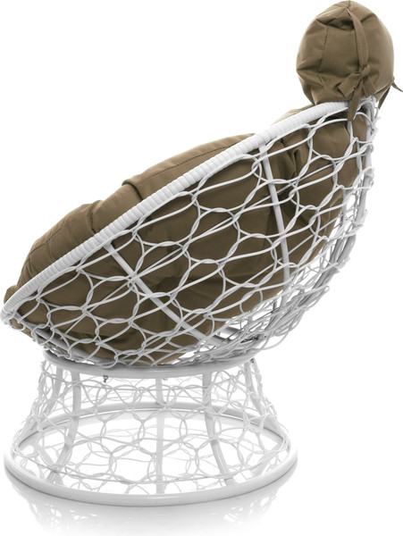 Изображение товара Кресло садовое M-Group Папасан мини / 12070101 (белый ротанг/бежевая подушка)