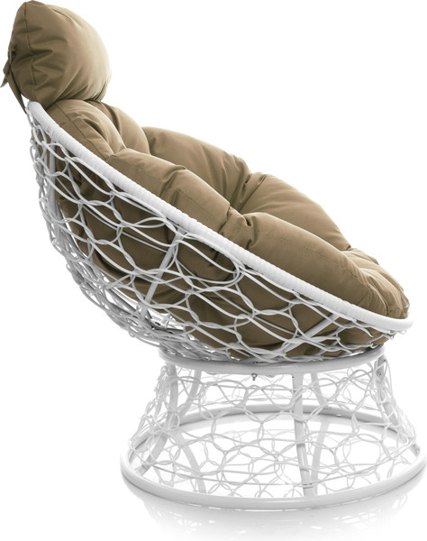 Изображение товара Кресло садовое M-Group Папасан мини / 12070101 (белый ротанг/бежевая подушка)