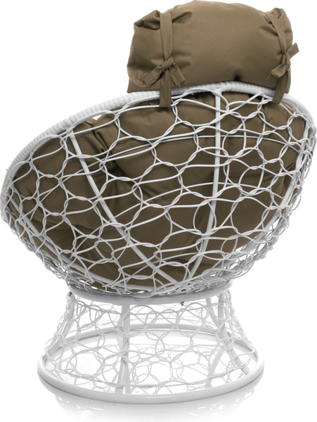 Изображение товара Кресло садовое M-Group Папасан мини / 12070101 (белый ротанг/бежевая подушка)
