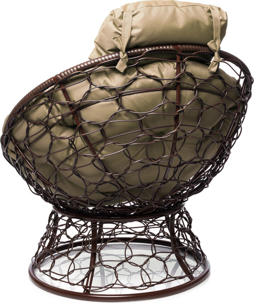Изображение товара Кресло садовое M-Group Папасан мини / 12070201 (коричневый ротанг/бежевая подушка)