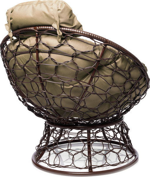 Изображение товара Кресло садовое M-Group Папасан мини / 12070201 (коричневый ротанг/бежевая подушка)