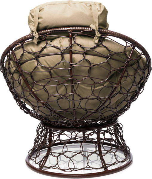 Изображение товара Кресло садовое M-Group Папасан мини / 12070201 (коричневый ротанг/бежевая подушка)