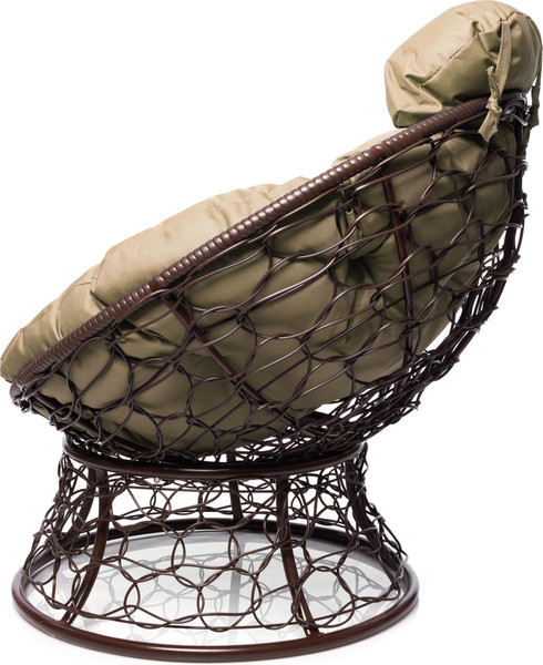 Изображение товара Кресло садовое M-Group Папасан мини / 12070201 (коричневый ротанг/бежевая подушка)