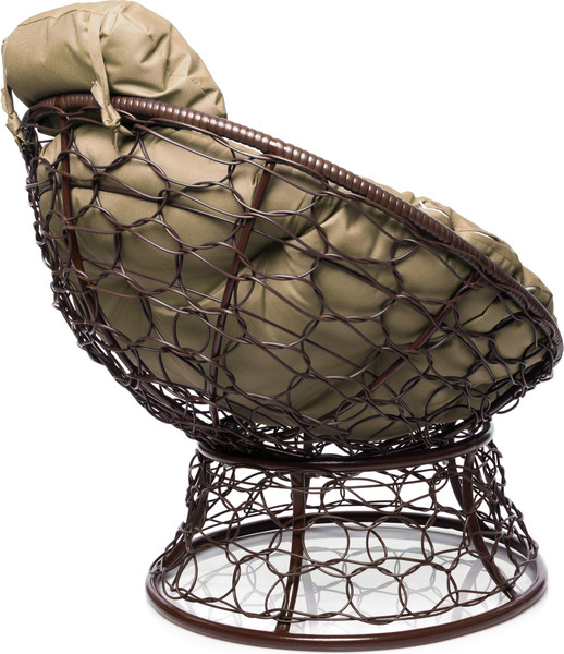 Изображение товара Кресло садовое M-Group Папасан мини / 12070201 (коричневый ротанг/бежевая подушка)