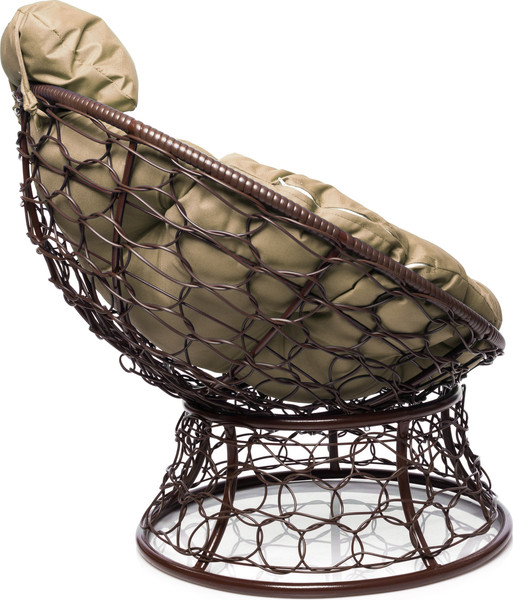 Изображение товара Кресло садовое M-Group Папасан мини / 12070201 (коричневый ротанг/бежевая подушка)