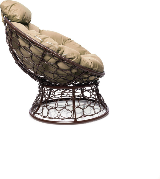 Изображение товара Кресло садовое M-Group Папасан мини / 12070201 (коричневый ротанг/бежевая подушка)