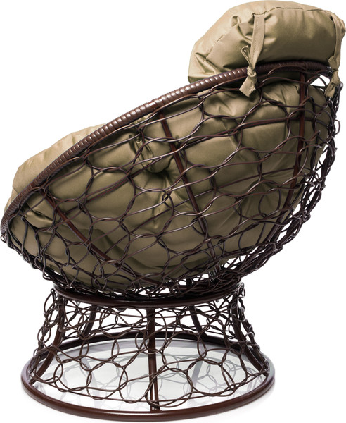 Изображение товара Кресло садовое M-Group Папасан мини / 12070201 (коричневый ротанг/бежевая подушка)