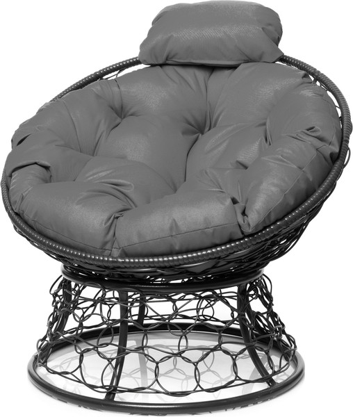 Изображение товара Кресло садовое M-Group Папасан мини / 12070309 (серый ротанг/серая подушка)