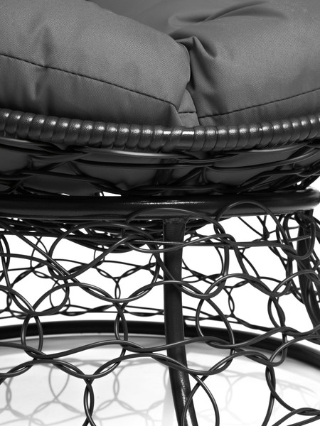 Изображение товара Кресло садовое M-Group Папасан мини / 12070309 (серый ротанг/серая подушка)