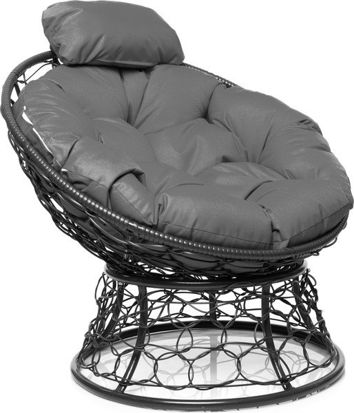 Изображение товара Кресло садовое M-Group Папасан мини / 12070309 (серый ротанг/серая подушка)