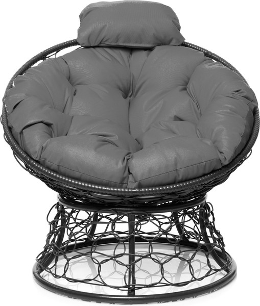 Изображение товара Кресло садовое M-Group Папасан мини / 12070309 (серый ротанг/серая подушка)