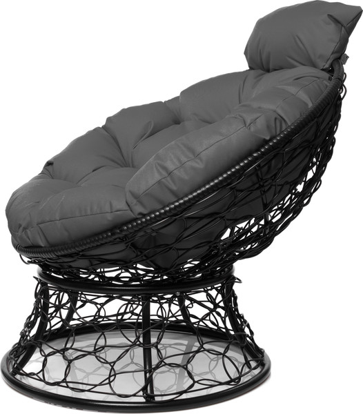 Изображение товара Кресло садовое M-Group Папасан мини / 12070409 (черный ротанг/серая подушка)
