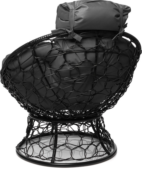 Изображение товара Кресло садовое M-Group Папасан мини / 12070409 (черный ротанг/серая подушка)