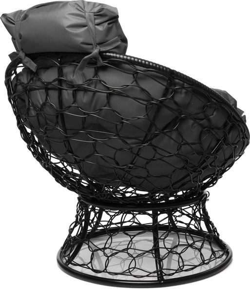 Изображение товара Кресло садовое M-Group Папасан мини / 12070409 (черный ротанг/серая подушка)