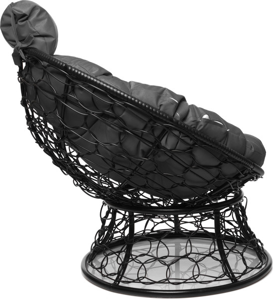 Изображение товара Кресло садовое M-Group Папасан мини / 12070409 (черный ротанг/серая подушка)